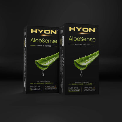 AloeSense Ribbed & Dotted Condoms for Men – Dual Texture, Pack of 10