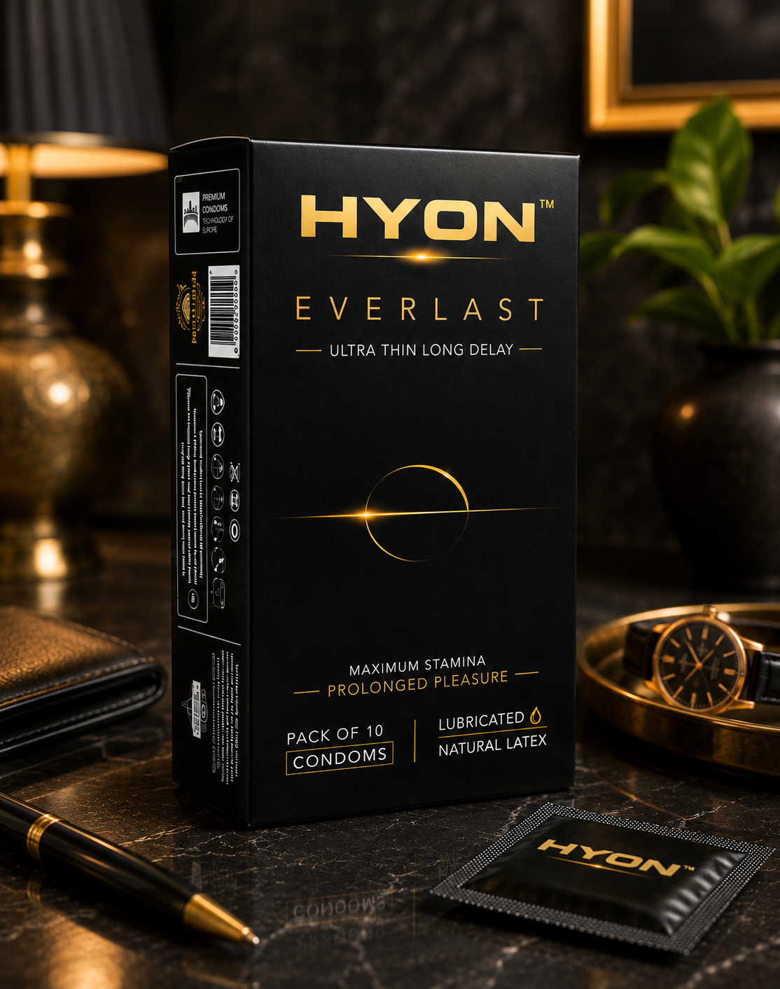 HYON EverLast Long Delay Condoms for Men | Extra Time Delay Condom | Longer Lasting Pleasure | Pack of 10 Condoms