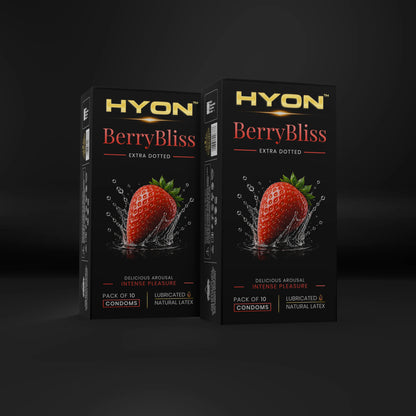 BerryBliss Strawberry Flavoured Dotted Condoms for Men – Pack of 10